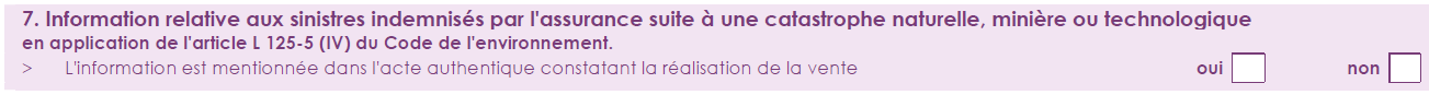 Section 7 de l'ERNMT sur les sinistres indemnisés