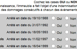 Extrait de déclaration de sinistres catastrophe indemnisés