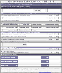 Formulaire E3B - Etat des bases BASIAS, BASOL et SIS