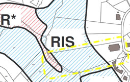 Parcelle en zone réglementée de PPR Mouvements de terrain